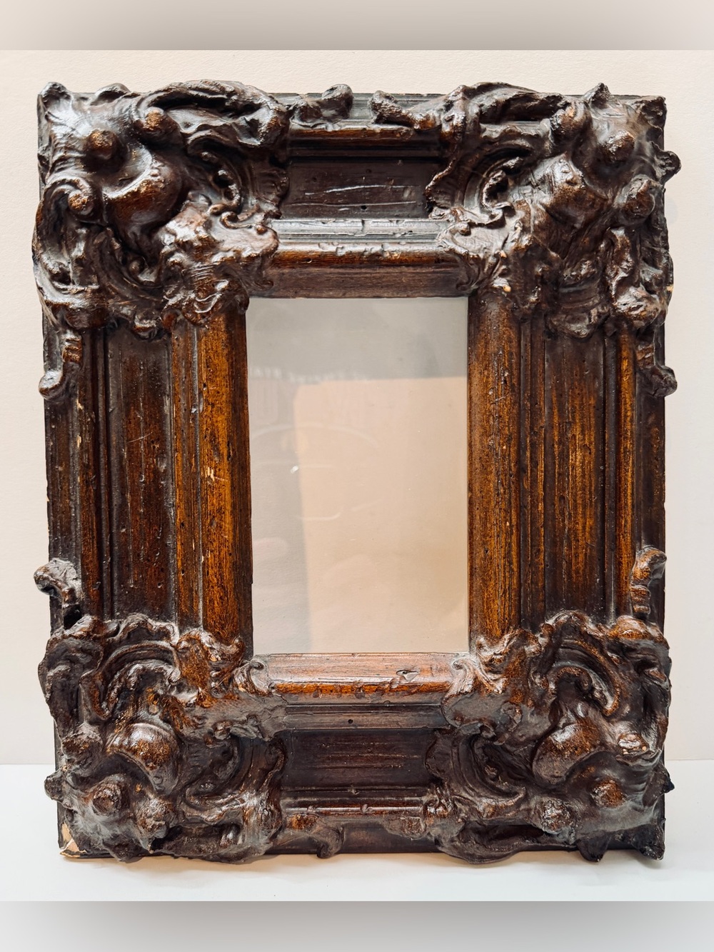Vintage Ornate Baroque Wood Picture Frame Dark Brown 9.5” x 12”